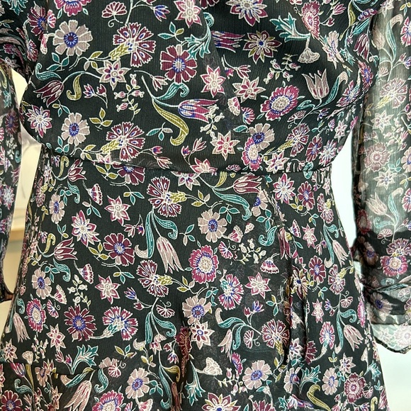 The Impeccable Pig | Black Floral Ruffled Fit & Flare Dress | Medium - Picture 8 of 16